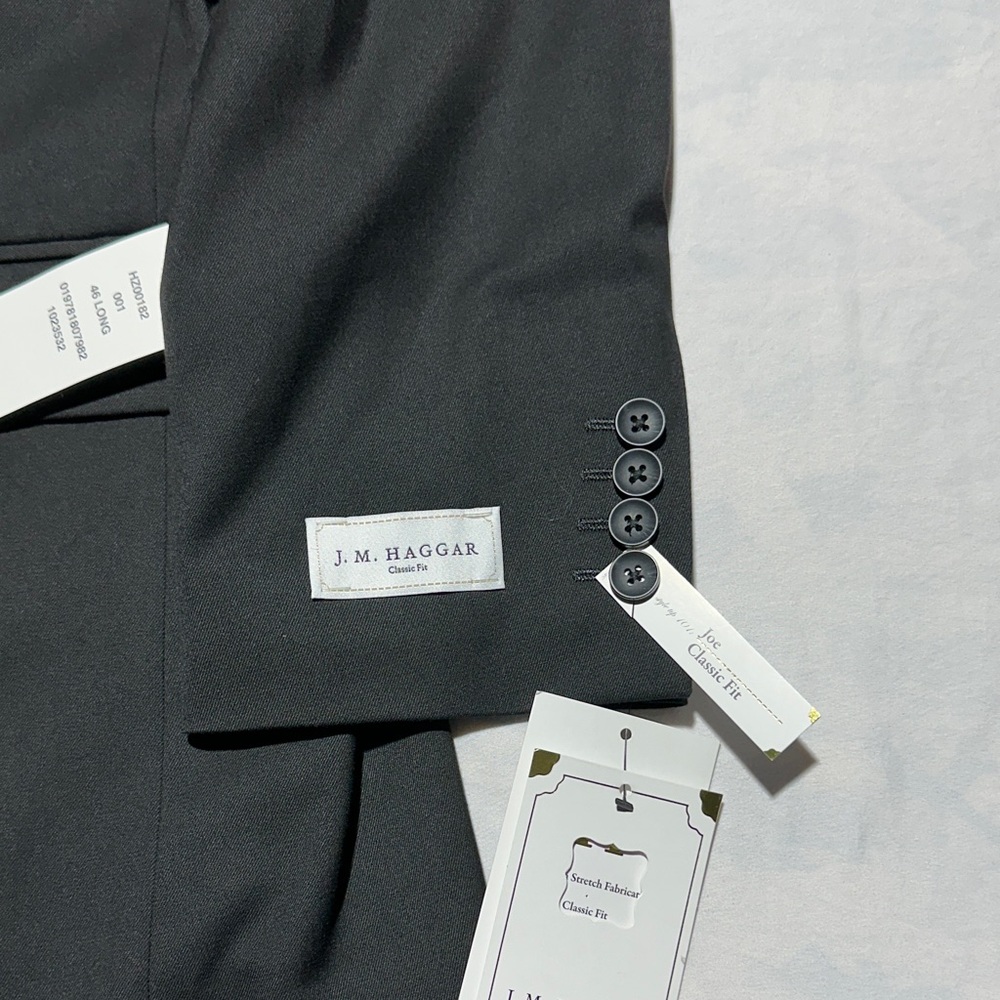 NWT J.M. Haggar Premium Classic Fit Stretch Black Suit Jacket Size 46 Long - Picture 5 of 9